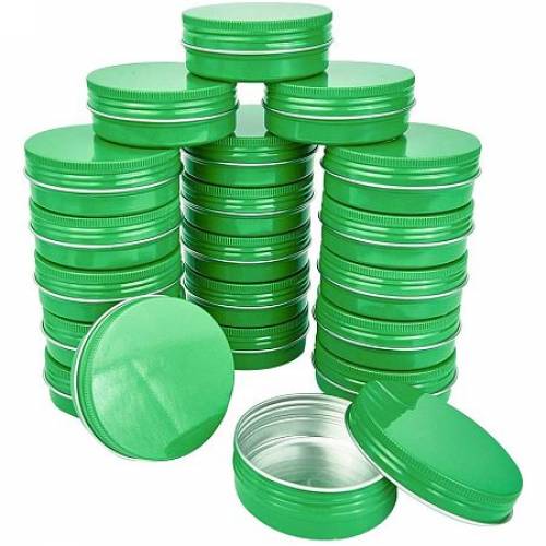 BENECREAT 20 Packs 60ML Green Round Tin Cans Screw Top Aluminum Cans for Storing Spices - Candies - Lip Balm and Party Favor Gifts