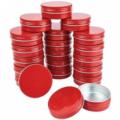 BENECREAT 20 Packs 60ML Red Round Tin Cans Screw Top Aluminum Cans for Storing Spices - Candies - Lip Balm and Party Favor Gifts