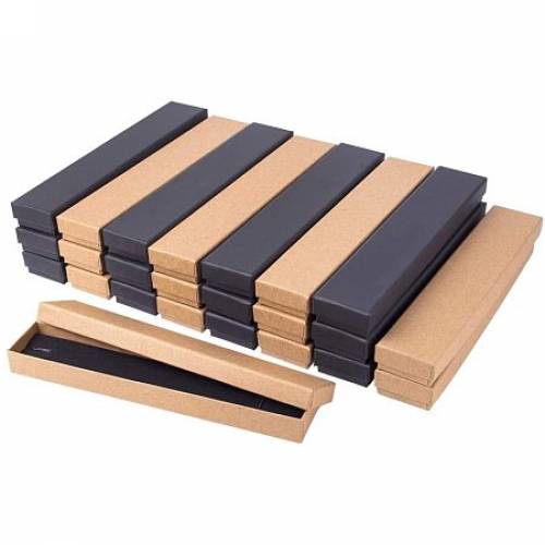 BENECREAT 24 Pack 82x15x08 Kraft Cardboard Jewelry Boxes Brown and Black Necklace Box for Jewelry Set Display and Storage