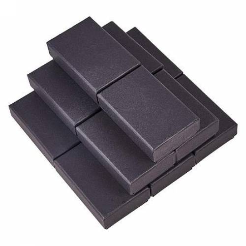 BENECREAT 24 Pack Kraft Square Cardboard Jewelry Boxes Necklace Ring Earring Kraft Box for Jewelry Set - 217x327x098 Inches - Black