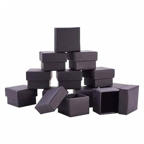 BENECREAT 24 Pack Kraft Square Cardboard Jewelry Boxes Ring Box for Jewelry Set - 17 x 17X 118 Inches - Black