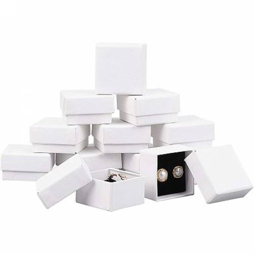 BENECREAT 24 Pack Small Square Kraft Ring Earring Box 2x2x12