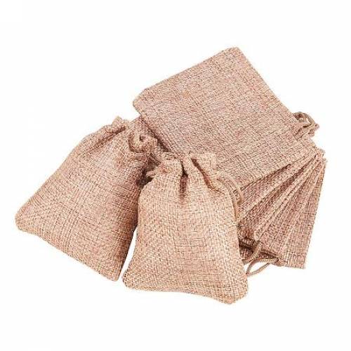 BENECREAT 25PCS Burlap Bags with Drawstring Gift Bags Jewelry Pouch for Wedding Party Treat and DIY Craft - 35 x 28 Inch - Linen