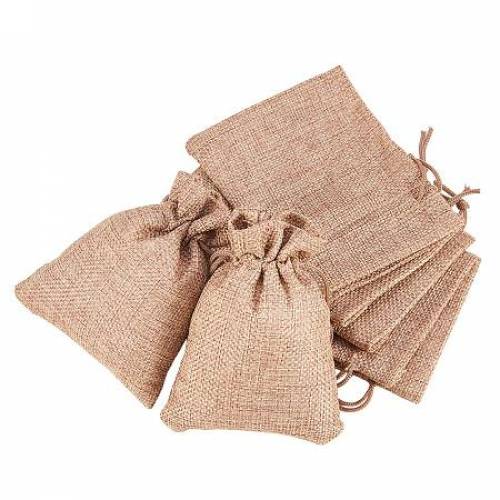 BENECREAT 25PCS Burlap Bags with Drawstring Gift Bags Jewelry Pouch for Wedding Party Treat and DIY Craft - 47 x 35 Inch - Linen