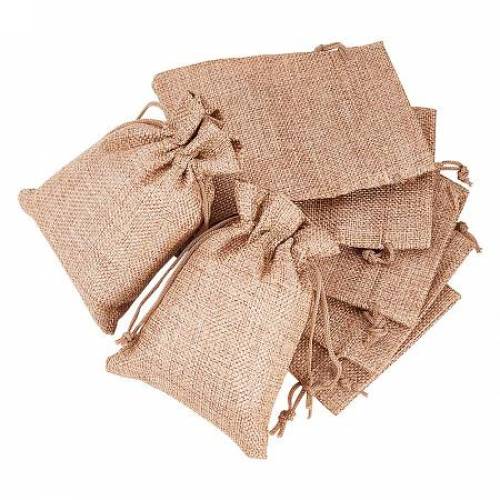 BENECREAT 25PCS Burlap Bags with Drawstring Gift Bags Jewelry Pouch for Wedding Party Treat and DIY Craft - 55 x 39 Inch - Linen