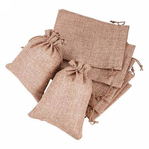 BENECREAT 25PCS Burlap Bags with Drawstring Gift Bags Jewelry Pouch for Wedding Party Treat and DIY Craft - 7 x 5 Inch - Linen