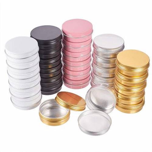 BENECREAT 30 Pack 2 OZ Mixed Color Tin Cans Screw Top Round Aluminum Cans Screw Lid Containers Tins with Lids - Great for Store Spices - Candies -...