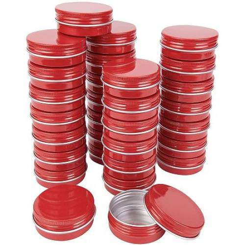 BENECREAT 30 Packs 30ML Red Round Tin Cans Screw Top Aluminum Cans for Storing Spices - Candies - Lip Balm and Party Favor Gifts