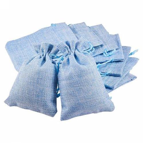 BENECREAT 30 Packs Burlap Bags with Drawstring Gift Bags Jewelry Pouch for Wedding Party Treat and DIY Craft - 55 x 39 Inch - LightSkyBlue