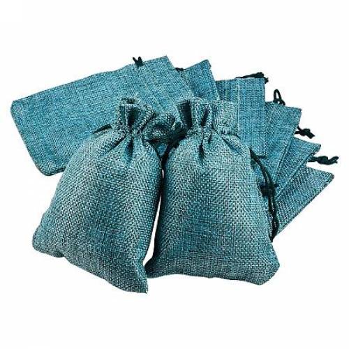 BENECREAT 30 Packs Burlap Bags with Drawstring Gift Bags Jewelry Pouch for Wedding Party Treat and DIY Craft - 55 x 39 Inch - Seagreen