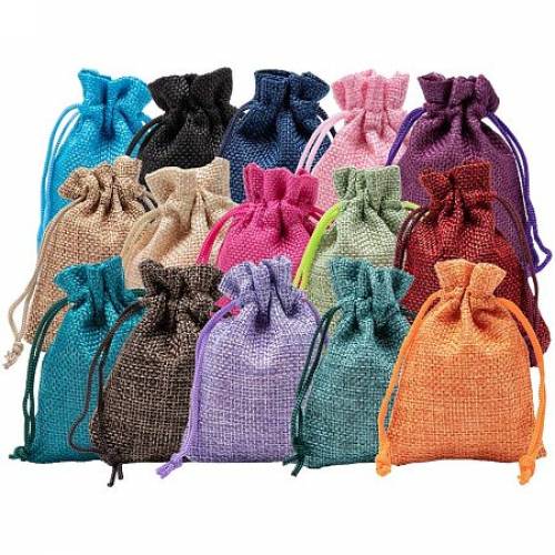 BENECREAT 30Pack 15 Color Small Burlap Bags with Drawstring Gift Bags Jewelry Pouch for Valentine‘s Day - Wedding Party and DIY Craft Packing - 35...