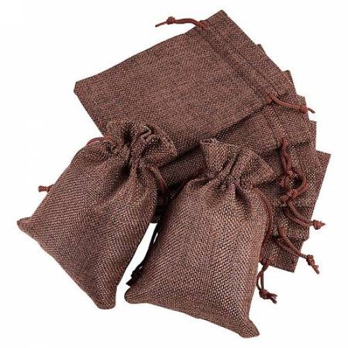 BENECREAT 30PCS Burlap Bags with Drawstring Gift Bags Jewelry Pouch for Wedding Party Treat and DIY Craft - 55 x 39 Inch - Coffee