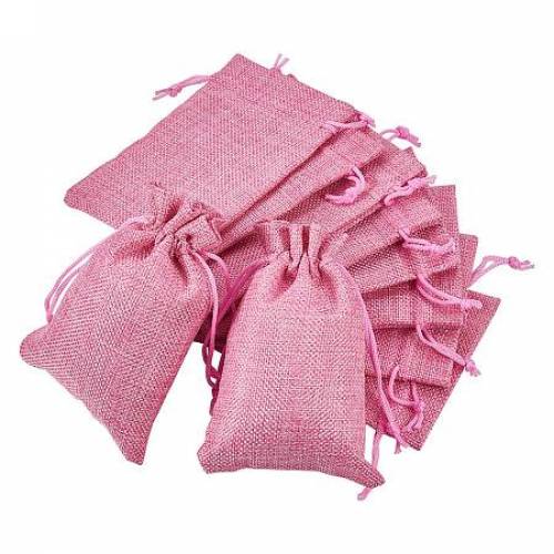BENECREAT 30PCS Burlap Bags with Drawstring Gift Bags Jewelry Pouch for Wedding Party Treat and DIY Craft - 55 x 39 Inch - Pink