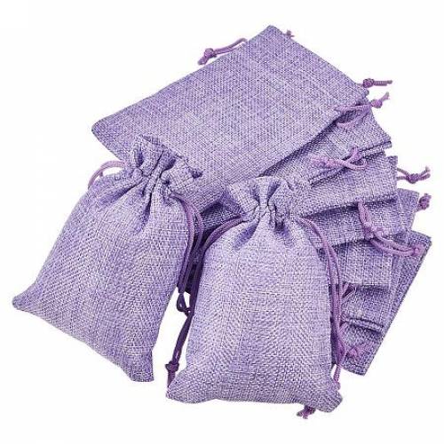 BENECREAT 30PCS Burlap Bags with Drawstring Gift Bags Jewelry Pouch for Wedding Party Treat and DIY Craft - 55 x 39 Inch - Purple