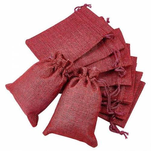 BENECREAT 30PCS Burlap Bags with Drawstring Gift Bags Jewelry Pouch for Wedding Party Treat and DIY Craft - 55 x 39 Inch - Red