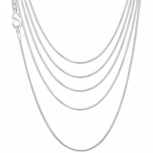 BENECREAT 30pcs Silver Plated Snake Chains 16/18/20/22/24 Inches Necklace Link Chains with Lobster Clasp and Storage Box for Jewelry Making - 1mm