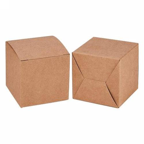 BENECREAT 50PCS Gift Boxes Brown Paper Boxes Party Favor Boxes 2 x 2 x 2 Inches with Lids for Gift Wrapping - Wedding Party Favors