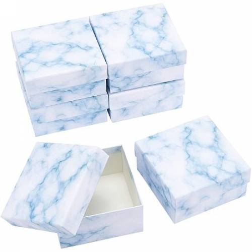 BENECREAT 6 Packs 5x5x25 Inches Marble Square Cardboard Jewelry Gift Boxes Earring Ring Bracelet Packing Boxes for Anniversaries - Weddings -...