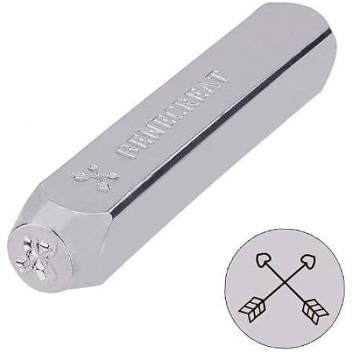 BENECREAT 6mm 1/4" Crossed Arrow Metal Design Stamps Punch Stamping Tool - Electroplated Hard Carbon Steel Tools to Stamp/Punch Metal - Jewelry -...