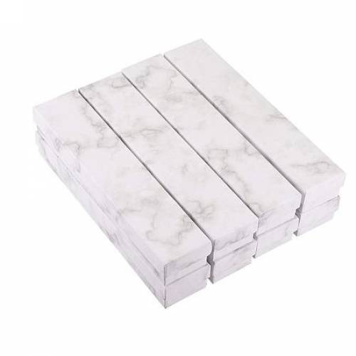 BENECREAT 8 Pack Kraft Rectangle Cardboard Jewelry Boxes Marble White Necklace Bracelet Box for Jewelry Set - 826x177x122 Inches