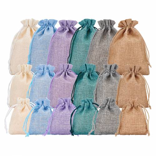 BENECREAT Burlap Packing Pouches Drawstring Bags - for Christmas - Wedding Party and DIY Craft Packing - Mixed Color - 9~18x7~13cm; 18pcs/set