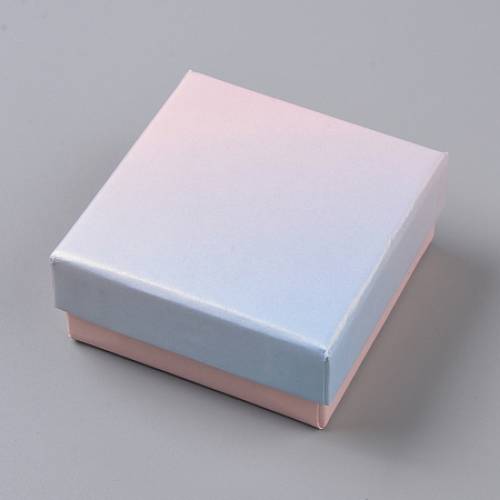BENECREAT Gradient Color Cardboard Jewelry Boxes - with Sponge Pad Inside - Square - for Anniversaries - Weddings - Birthdays - Pink - 77x77x35cm