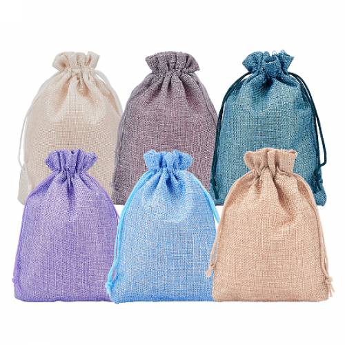 Burlap Packing Pouches Drawstring Bags - for Christmas - Wedding Party and DIY Craft Packing - Mixed Color - 18x13cm; 6 colors - 4pcs/color -...