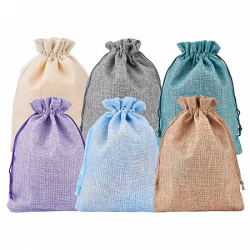 Burlap Packing Pouches Drawstring Bags - for Christmas - Wedding Party and DIY Craft Packing - Mixed Color - 23x17cm - 12pcs/set