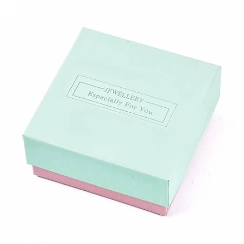 Cardboard Bracelet Boxes - with Black Sponge - for Jewelry Gift Packaging - Square - Aquamarine - 75x75x35cm