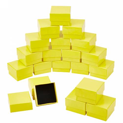 Cardboard Jewelry Earring Boxes - with Black Sponge - for Jewelry Gift Packaging - Yellow - 5x5x34cm