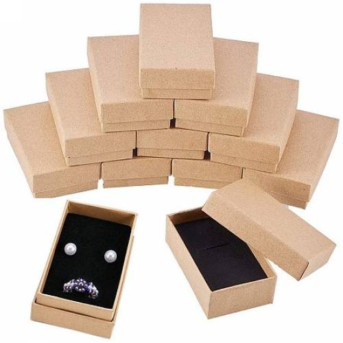 Cardboard Jewelry Set Box - for Ring - Necklace - Rectangle - Tan - 8x5x3cm