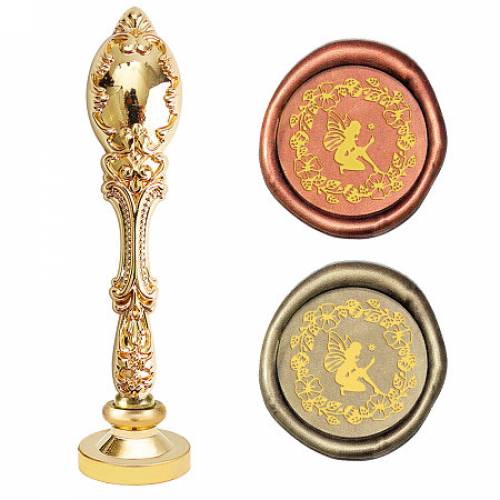 CRASPIRE Brass Wax Seal Stamp - with Alloy Handles - for DIY Scrapbooking - Angel & Fairy Pattern - Stamp: 25mm - Handle: 915x225x135mm