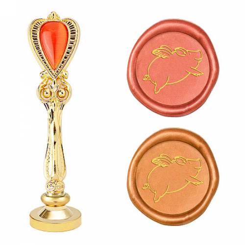 CRASPIRE Brass Wax Seal Stamp - with Alloy Handles - with Cat Eye - for DIY Scrapbooking - - Pig Pattern - Stamp: 25x14mm - Handle: 885x245x14mm