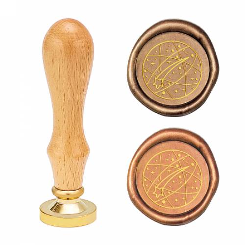 CRASPIRE Brass Wax Seal Stamp - with Beech Wood Handles - for DIY Scrapbooking - Star Pattern - Stamp: 25mm - Handle: 805x225mm
