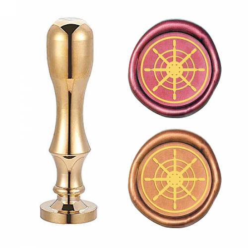 CRASPIRE Brass Wax Seal Stamp - with Handle - for DIY Scrapbooking - Anchor & Helm Pattern - Stamp: 25x14mm; Handle: 795x21mm - Screw: 8mm