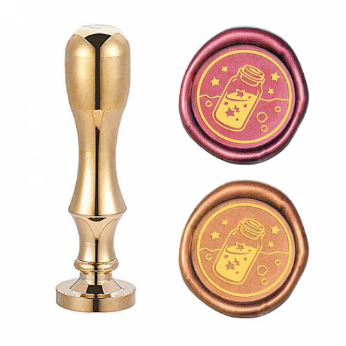 CRASPIRE Brass Wax Seal Stamp - with Handle - for DIY Scrapbooking - Bottle Pattern - Stamp: 25x14mm; Handle: 795x21mm - Screw: 8mm