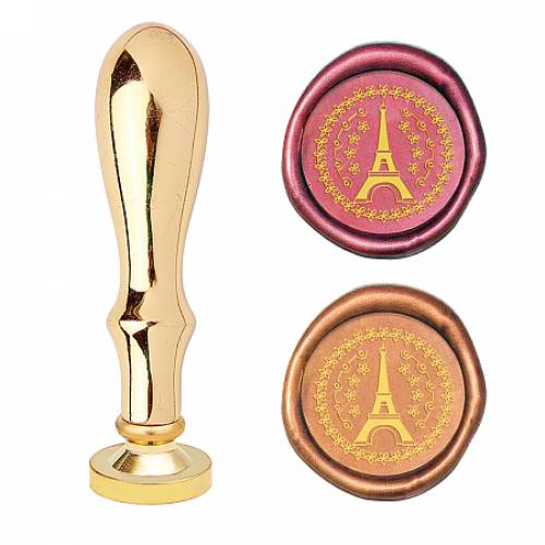 CRASPIRE Brass Wax Seal Stamp - with Handle - for DIY Scrapbooking - Building Pattern - Stamp: 25x14mm; Handle: 795x21mm - Screw: 8mm