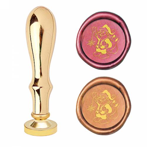 CRASPIRE Brass Wax Seal Stamp - with Handle - for DIY Scrapbooking - Christmas Themed Pattern - Stamp: 25x14mm; Handle: 795x21mm - Screw: 8mm