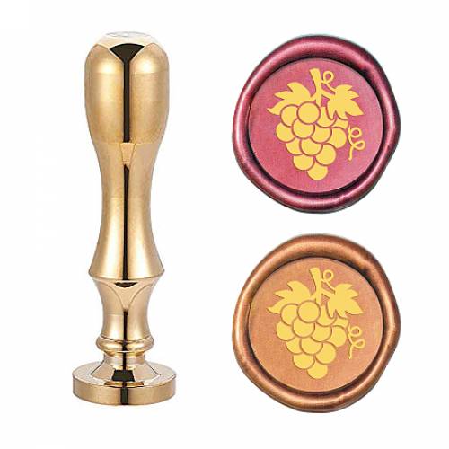 CRASPIRE Brass Wax Seal Stamp - with Handle - for DIY Scrapbooking - Grape Pattern - Stamp: 25x14mm; Handle: 795x21mm - Screw: 8mm