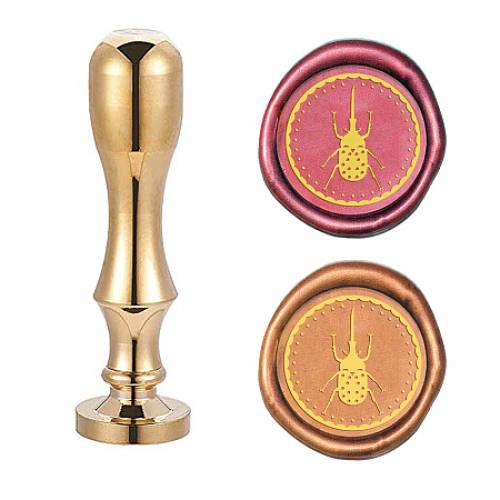 CRASPIRE Brass Wax Seal Stamp - with Handle - for DIY Scrapbooking - Insect Pattern - Stamp: 25x14mm; Handle: 795x21mm - Screw: 8mm