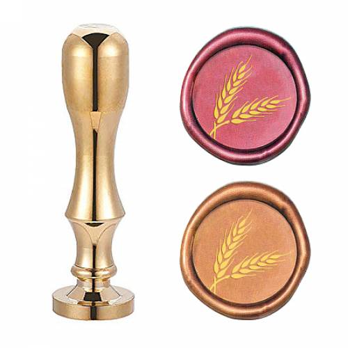 CRASPIRE Brass Wax Seal Stamp - with Handle - for DIY Scrapbooking - Plants Pattern - Stamp: 25x14mm; Handle: 795x21mm - Screw: 8mm
