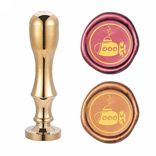 CRASPIRE Brass Wax Seal Stamp - with Handle - for DIY Scrapbooking - Ship Pattern - Stamp: 25x14mm; Handle: 795x21mm - Screw: 8mm