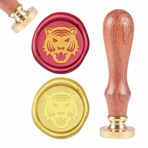 CRASPIRE Brass Wax Seal Stamp - with Natural Rosewood Handle - for DIY Scrapbooking - Animal Pattern - Stamp: 25mm - Handle: 83x22mm; Head: 75mm