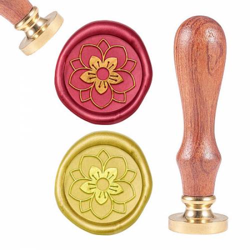 CRASPIRE DIY Scrapbook - Brass Wax Seal Stamp - with Natural Rosewood Handle - Floral Pattern - 25mm