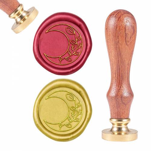 CRASPIRE DIY Scrapbook - Brass Wax Seal Stamp - with Natural Rosewood Handle - Leaf Pattern - 25mm