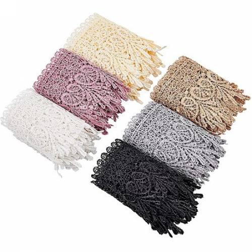 FINGERINSPIRE Curtain Clothes Accessories Decoration - DIY Lace Trim Embroidery Fabric - Mixed Color - 95mm; 15yars/color(137m/color) -...