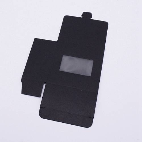 Foldable Creative Kraft Paper Box - Wedding Favour Boxes - Paper Gift Box - with Plastic Clear Window - Rectangle - Black - 8x8x4cm