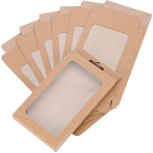 Foldable Creative Kraft Paper Box - Wedding Favour Boxes - Paper Gift Box - with PVC Clear Window - Rectangle - BurlyWood - 199x105x27cm