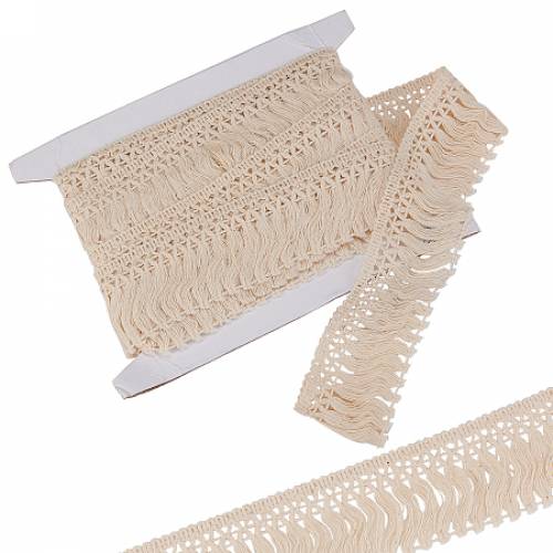 Gorgecraft Cotton Lace Ribbon Edge Trimmings - Tassel Ribbon - for Sewing and Bridal Wedding Decoration - Wheat - 2 inches(52mm)
