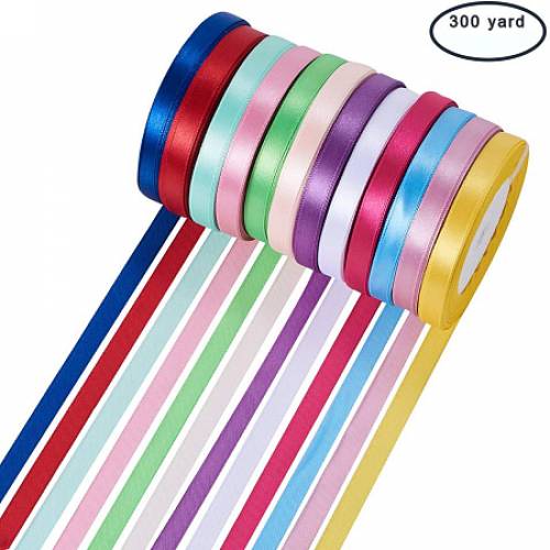 High Dense Polyester Satin Ribbons - Mixed Color - 1/4 inch(6~7mm); about 25yards/roll(2286m/roll) - 10rolls/set